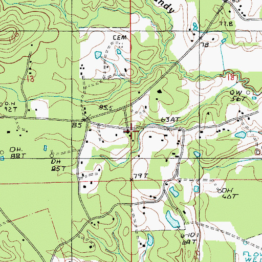 Topographic Map of Crossroads Baptist Church, LA