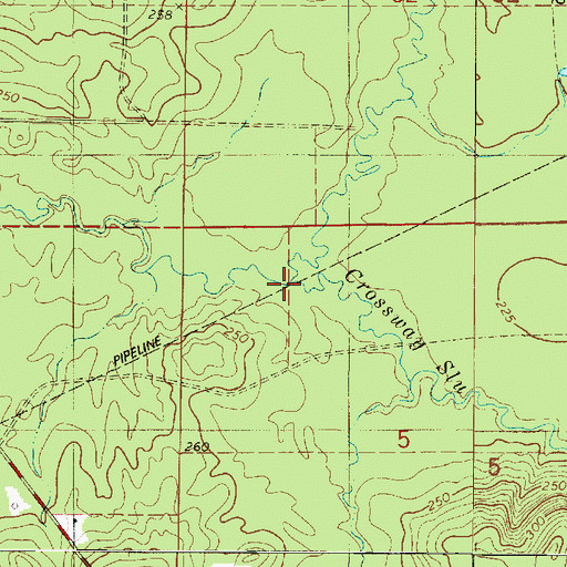 Topographic Map of Crossway Slough, LA