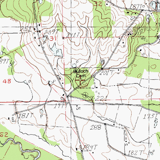 Topographic Map of Bulloch Cemetery, LA