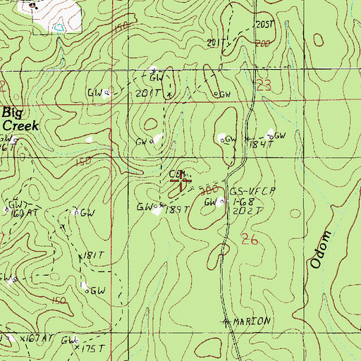 Topographic Map of Crow Cemetery, LA