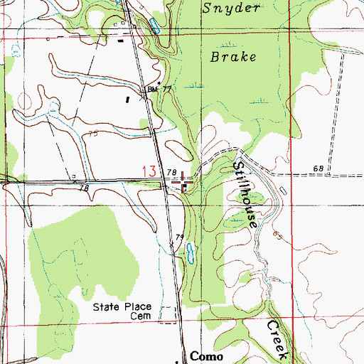 Topographic Map of Cuba Baptist Church, LA