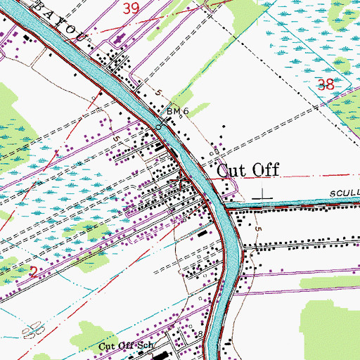 Topographic Map of Cut Off, LA