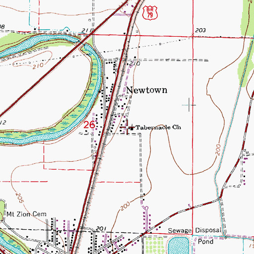 Topographic Map of Tabernacle Church, AR