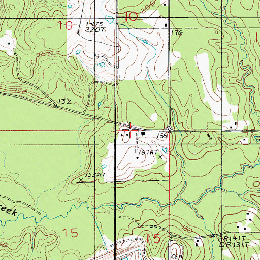 Topographic Map of Cypress Creek Baptist Church, LA