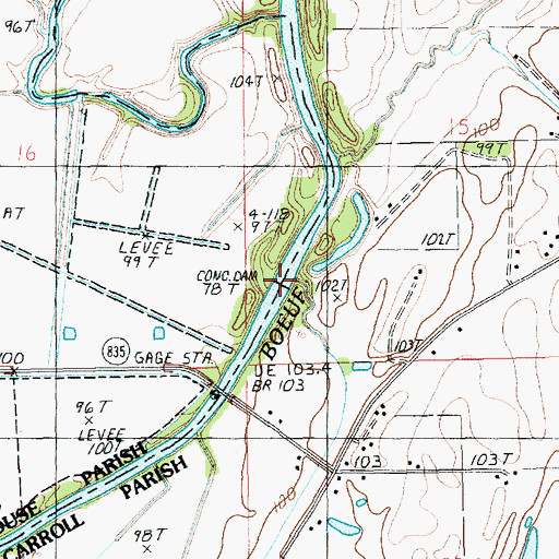 Topographic Map of Dam 78, LA