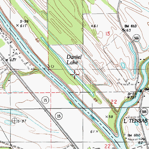 Topographic Map of Daniel Lake, LA