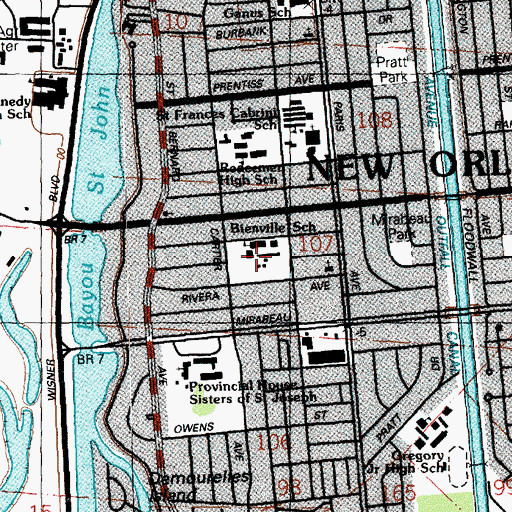 Topographic Map of Arthur Ashe Charter School, LA