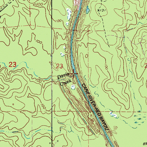 Topographic Map of Davis Creek, LA