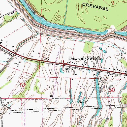 Topographic Map of Dawson Switch, LA