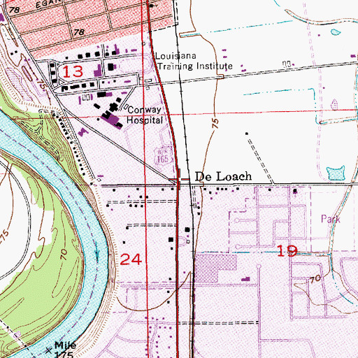 Topographic Map of De Loach, LA