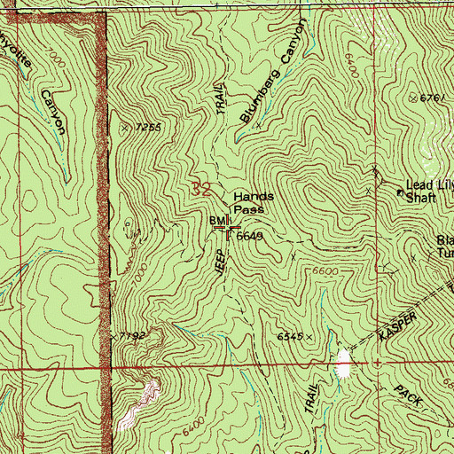 Topographic Map of Hands Pass, AZ