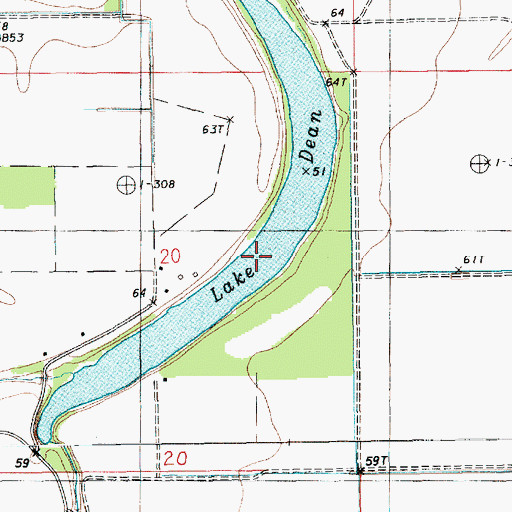 Topographic Map of Lake Dean, LA