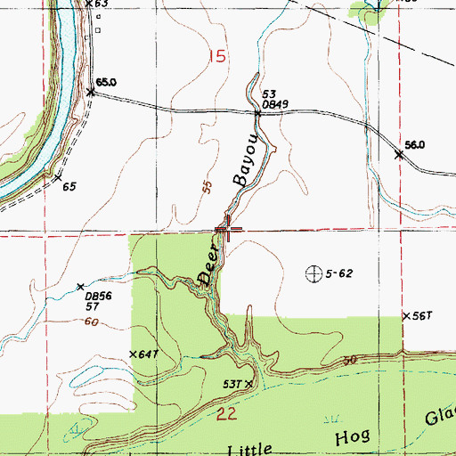 Topographic Map of Deep Bayou, LA