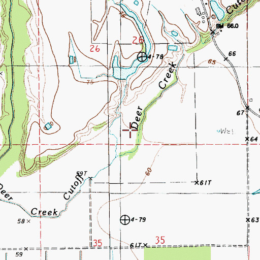 Topographic Map of Deer Creek Cutoff, LA