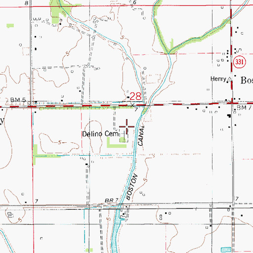 Topographic Map of Delino Cemetery, LA