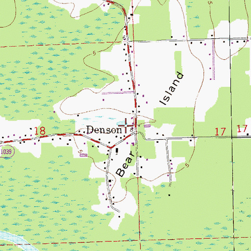 Topographic Map of Denson, LA