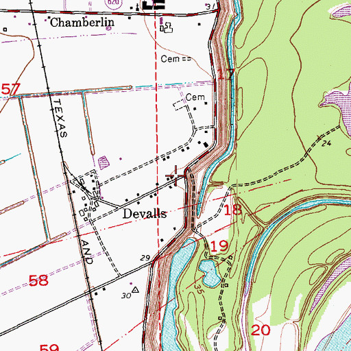Topographic Map of Devalls, LA