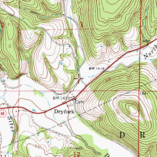 Topographic Map of Tan Yard Branch, AR