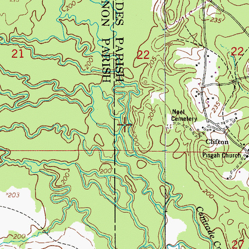 Topographic Map of Devils Creek, LA