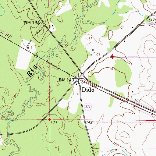 Topographic Map of Dido, LA