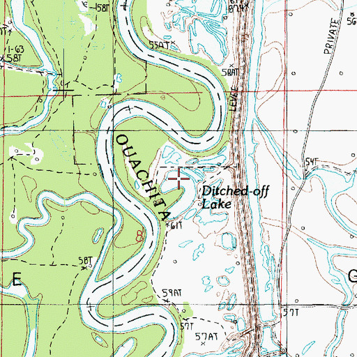 Topographic Map of Ditched-off Lake, LA