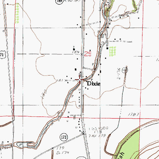 Topographic Map of Dixie, LA