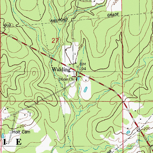 Topographic Map of Dixie Baptist Church, LA