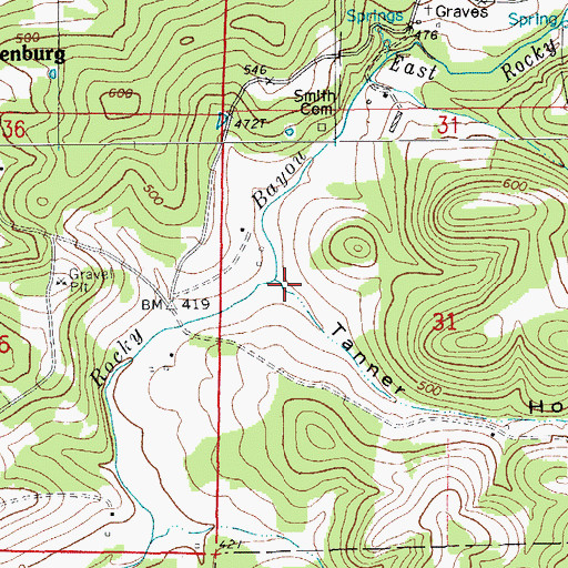 Topographic Map of Tanner Hollow, AR