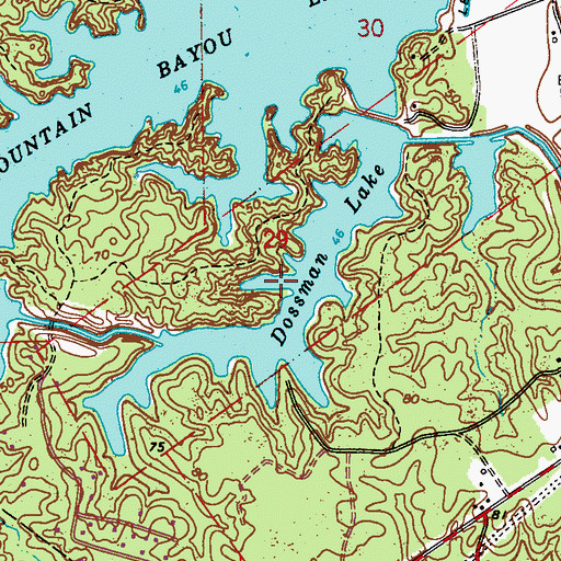 Topographic Map of Dossman Lake, LA