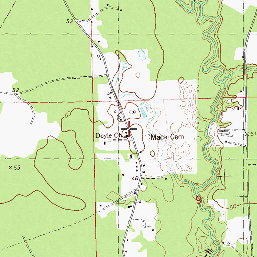 Topographic Map of Doyle Bible Baptist Church, LA
