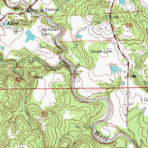 Topographic Map of Dry Creek, LA