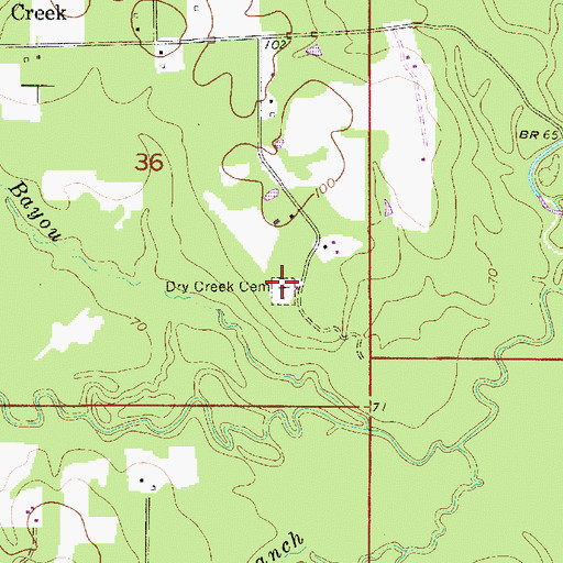 Topographic Map of Dry Creek Cemetery, LA
