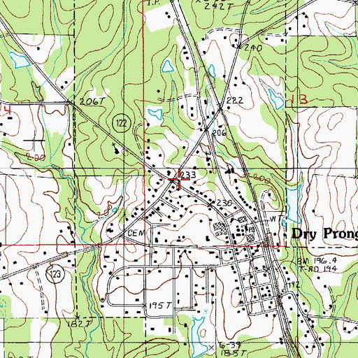 Topographic Map of Dry Prong, LA