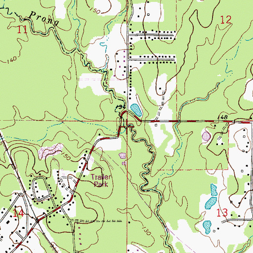 Topographic Map of Dry Prong, LA