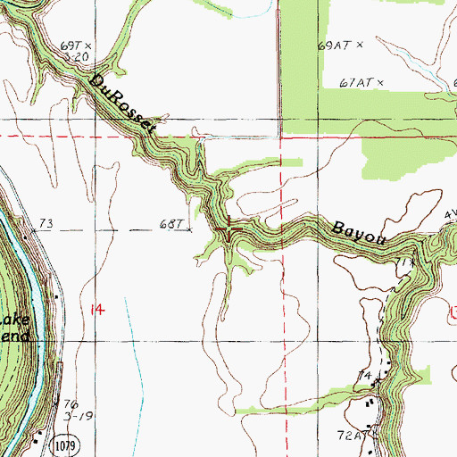 Topographic Map of Du Rosset Bayou, LA
