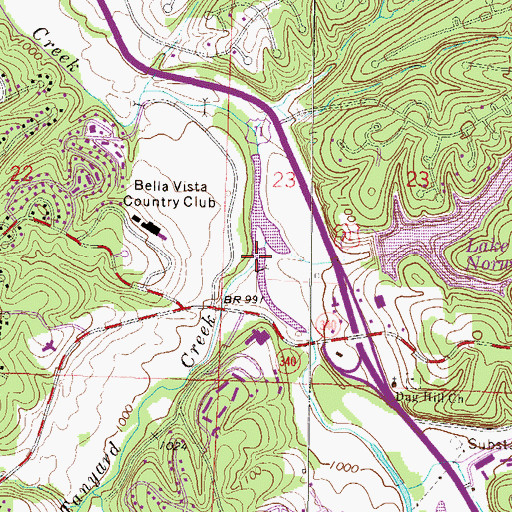 Topographic Map of Tanyard Creek, AR