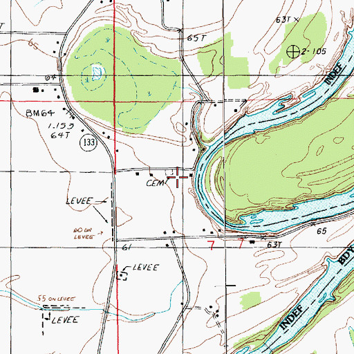 Topographic Map of Duchene Cemetery, LA