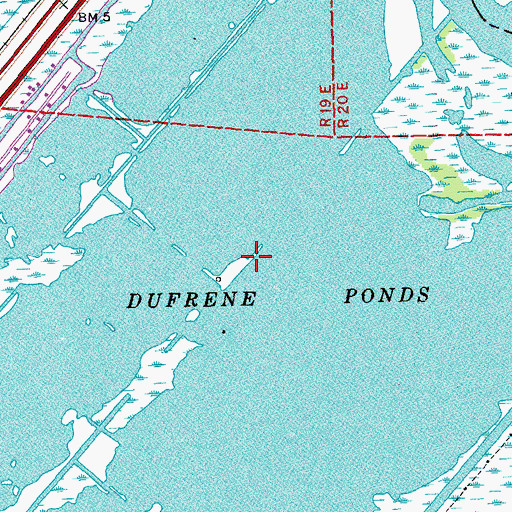Topographic Map of Dufrene Ponds, LA