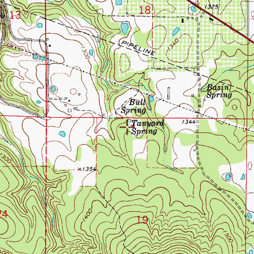 Topographic Map of Tanyard Spring, AR