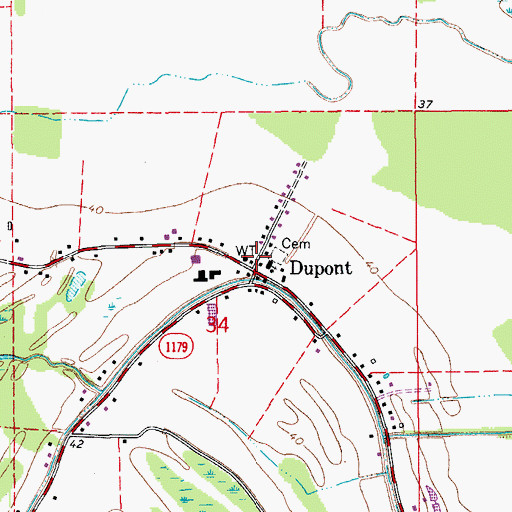 Topographic Map of Dupont, LA
