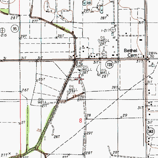 Topographic Map of Duson Oil and Gas Field, LA