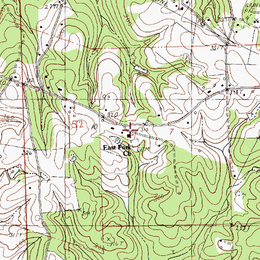 Topographic Map of East Fork Baptist Church, LA