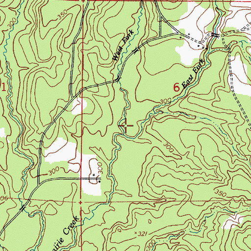 Topographic Map of East Fork Prairie Creek, LA