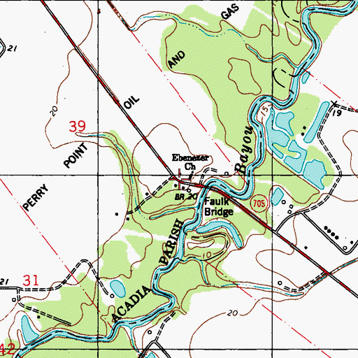 Topographic Map of Ebenezer Church, LA
