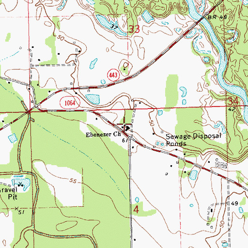 Topographic Map of Ebenezer Baptist Church, LA