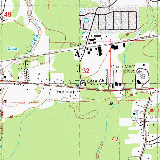 Topographic Map of Eden Baptist Church, LA