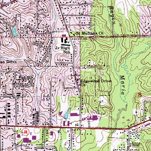 Topographic Map of Edgewood Drive Free Methodist Church, LA