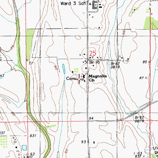 Topographic Map of Magnolia Church, LA