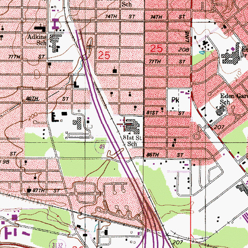 Topographic Map of EIGHTY-FIRST STREET ECE CENTER, LA
