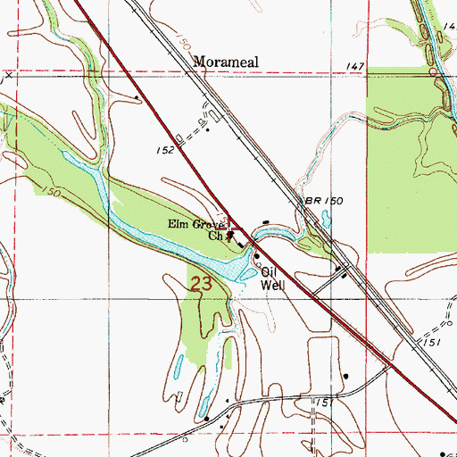 Topographic Map of Elm Grove Baptist Church, LA
